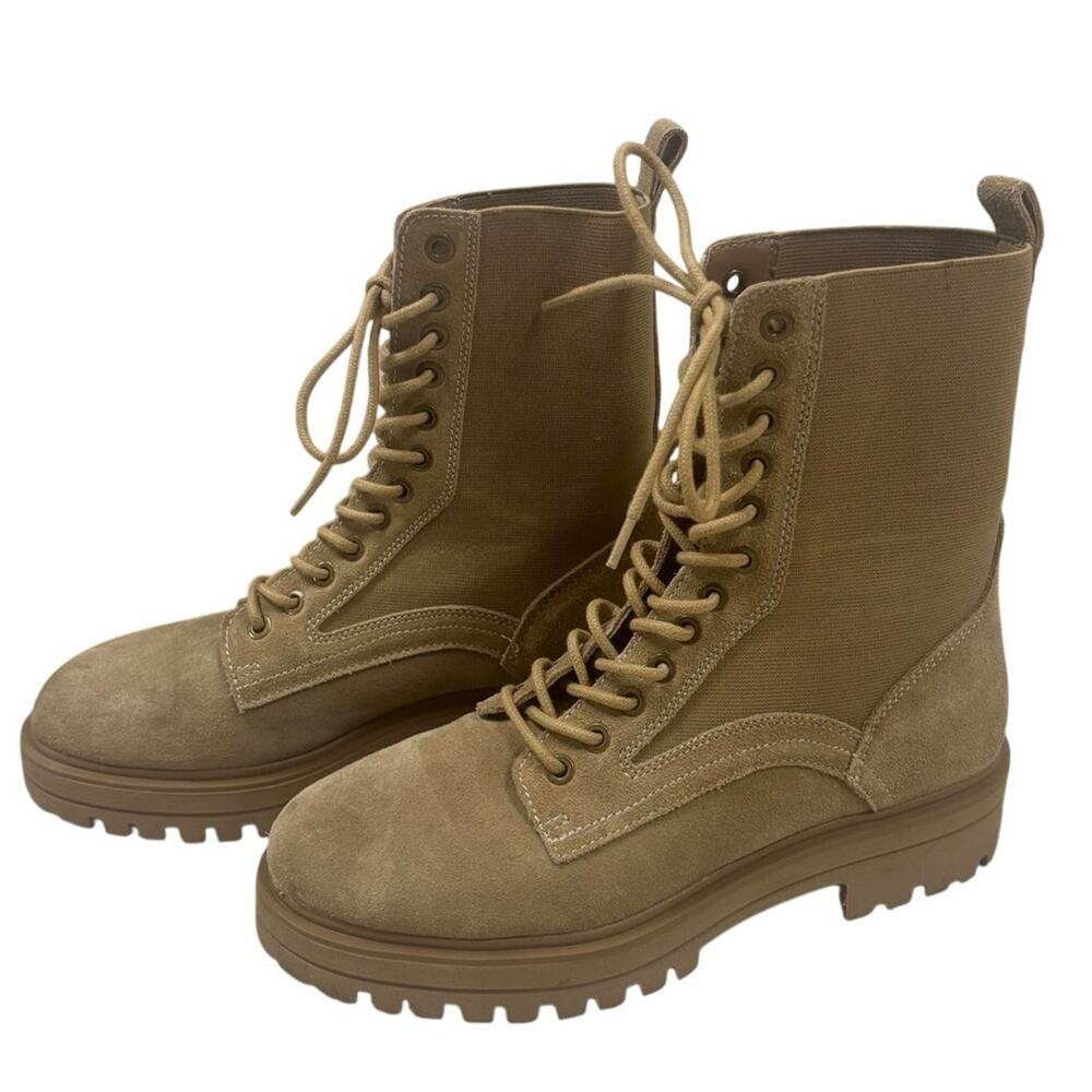 Steve Madden Tan Lace‑Up Boots 🤎 Rugged Suede Canvas Style 🤍 Size 9